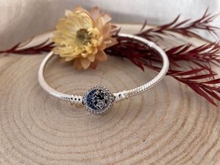 Pulsera Círculo Luna y Estrellas Plata