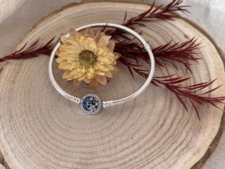 Pulsera Círculo Luna y Estrellas Plata