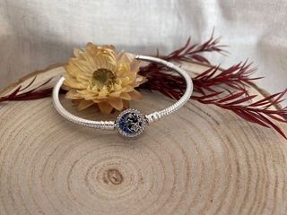 Pulsera Círculo Luna y Estrellas Plata