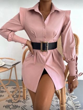 Camicia con bordo a volant con lacci con cintura