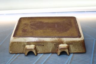 Cenicero de cerámica vidriada. Hecho a mano, años 70.