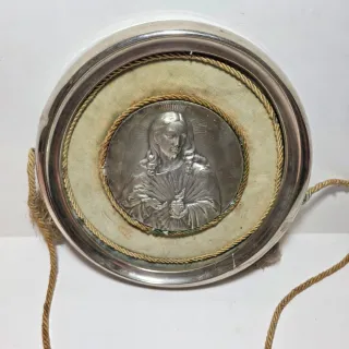 Placca in metallo Sacro Cuore di Gesù su cornice