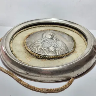 Placca in metallo Sacro Cuore di Gesù su cornice