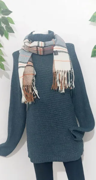 Jersey de punto gris talla L y bufanda
