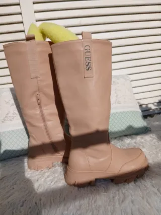 Botas Guess Beige Cuero Mujer Super calentitas