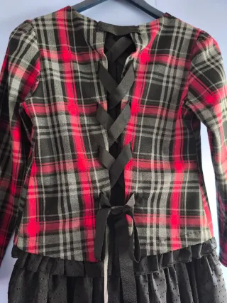 Vestido Poete cuadros rojo y negro