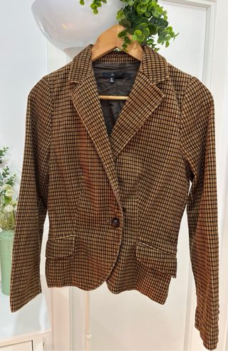 Americana Zara Marrón Cuadros Talla L