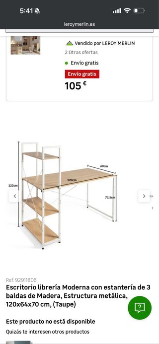 Escritorio con Estantería Madera y Metal