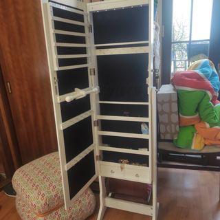 Espejo Joyero de Madera Blanco