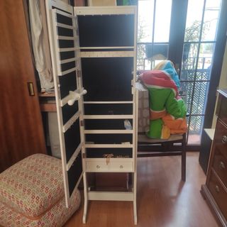 Espejo Joyero de Madera Blanco