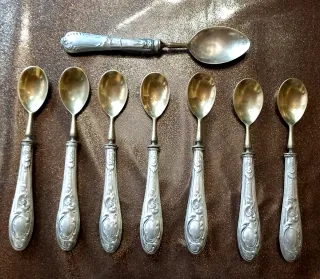Set 8 cucchiaini placcate argento 800