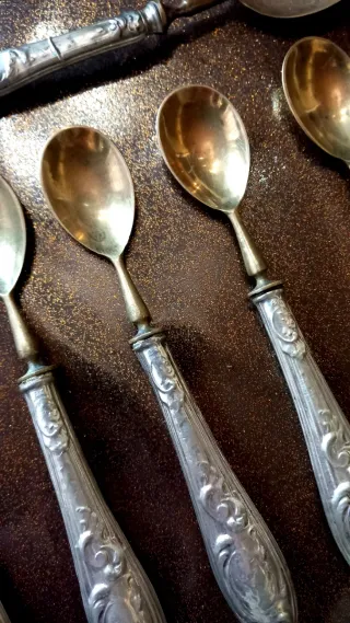 Set 8 cucchiaini placcate argento 800