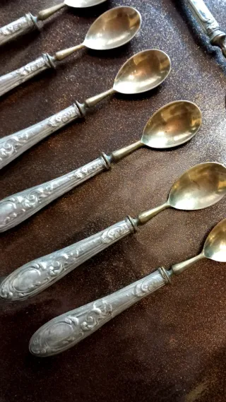 Set 8 cucchiaini placcate argento 800