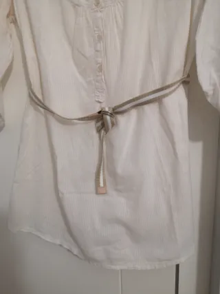 Camisa Bershka Algodón, manga recogida