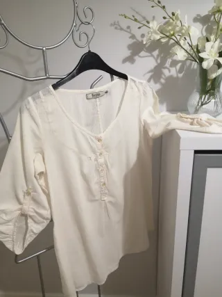 Camisa Bershka Algodón, manga recogida