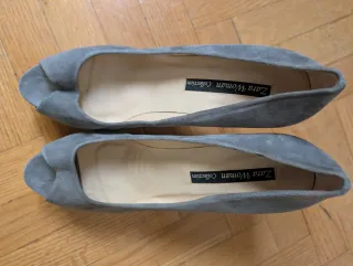 Tacones Zara Ante Gris Peep Toe