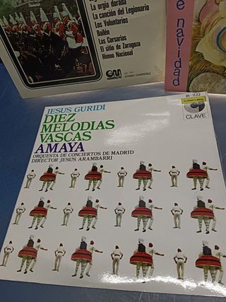 lote 5 vinilos, varios, villancicos + marchas militares + diez melodías vascas + música del alpes