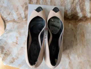 Zapatos Zara Peep Toe Tacón Alto Beige