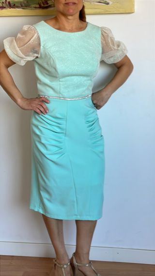 Vestido de fiesta verde menta