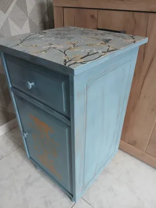 Tavolo da notte ausiliario Turchese Shabby Chic