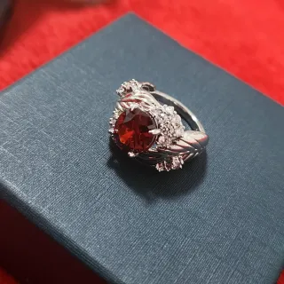 Anillo Plata Esterlina Piedra Roja