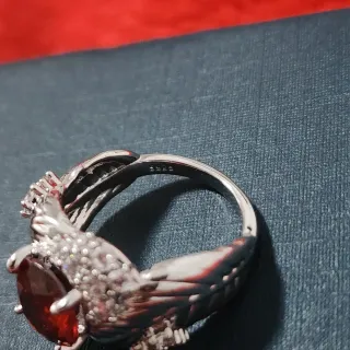 Anillo Plata Esterlina Piedra Roja