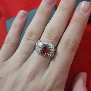 Anillo Plata Esterlina Piedra Roja