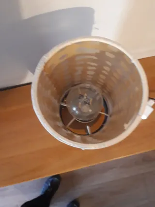 Lámpara de mesa vintage tela y yute