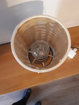 Lámpara de mesa vintage tela y yute