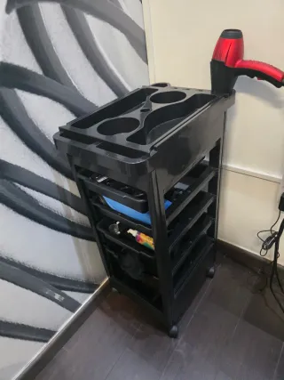 Carrito Auxiliar Peluquería Negro