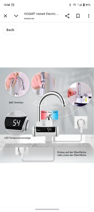 Grifo Calentador Agua Instantáneo HOGART