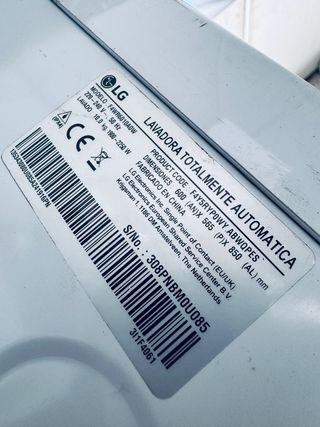 174.Lavadora Lg 10 kilos Clase A -10% Nueva Tara!