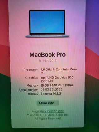 MacBook Pro 2018 15” i7 16GB RAM 500GB SSD