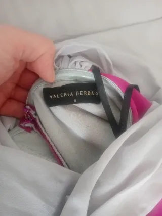 Vestido largo fiesta beige y rosa