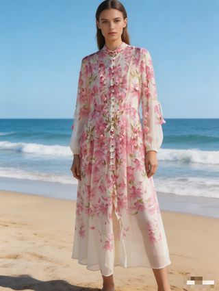 Vestido floral rosa y blanco