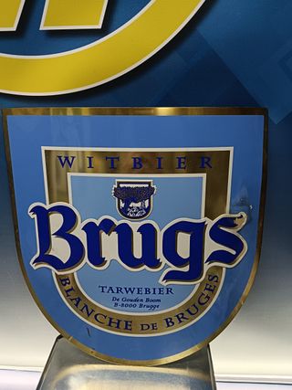 CHAPA PUBLICITARIA DE CERVEZA BRUGS. RARA. 35x35 cm, buen estado