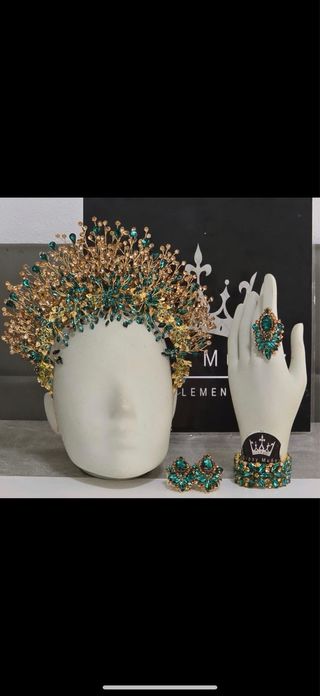 Vestido Gitano Verde y Dorado