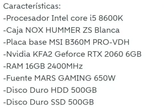 PC Gaming Intel i5 RTX 2060 16GB RAM
