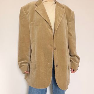 Blazer vintage oversize in velluto beige