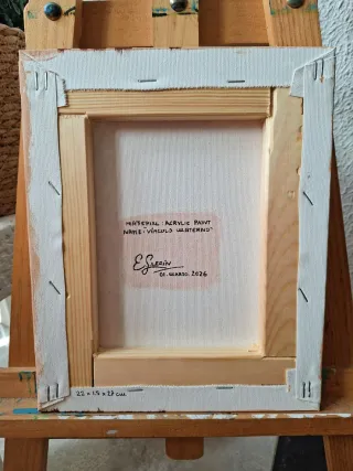 NUEVO Lienzo pintado a mano. 22x27cm