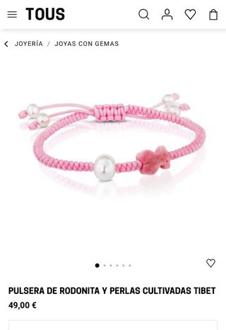 Pulsera Tous perla osito cuerda fina , ajustable