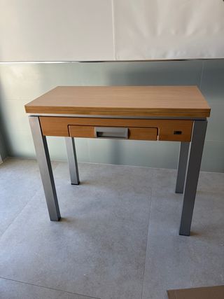 Tavolo da cucina in legno e metallo pieghevole a libro