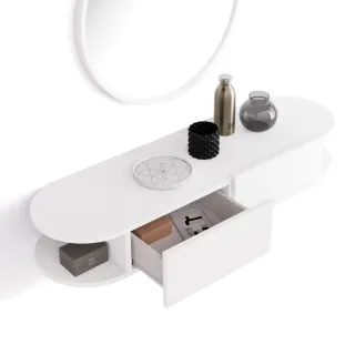 Mueble de entrada blanco con 2 cajones a estrenar.