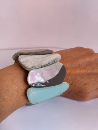 Pulsera VIE OR resina turquesa y beige