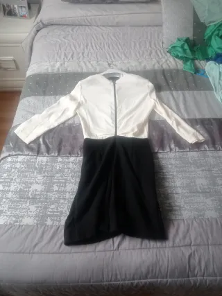 Vestido fiesta blanco y negro