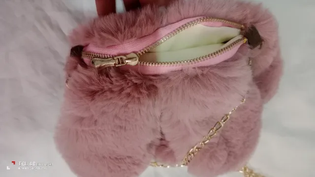Bolso niña conejo peluche rosa