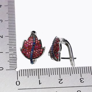 Pendientes Plata Rubíes y Zafiros Naturales