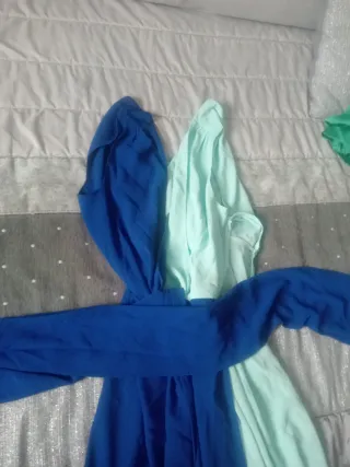 Vestido fiesta azul y verde