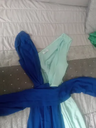 Vestido fiesta azul y verde