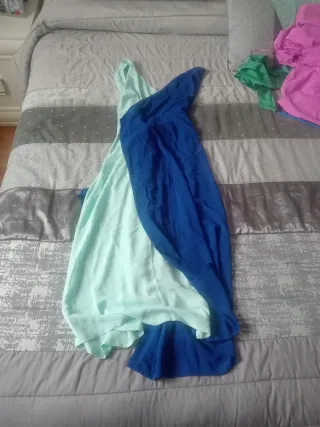 Vestido fiesta azul y verde